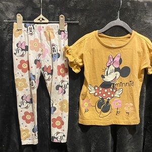 Toddler Girls 3T Disney Junior Minnie Mouse Yellow Top & Floral Leggings Set
